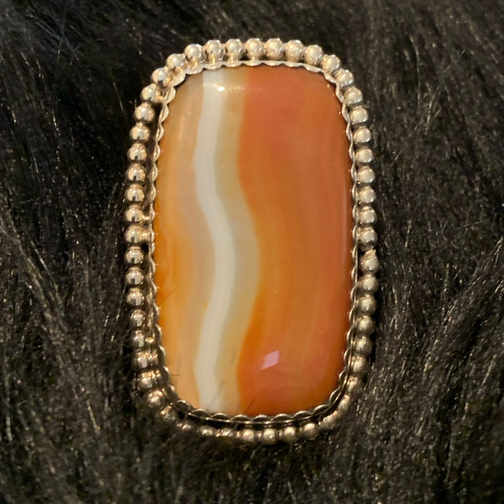 Red lace agate sterling silver ring. New never worn.